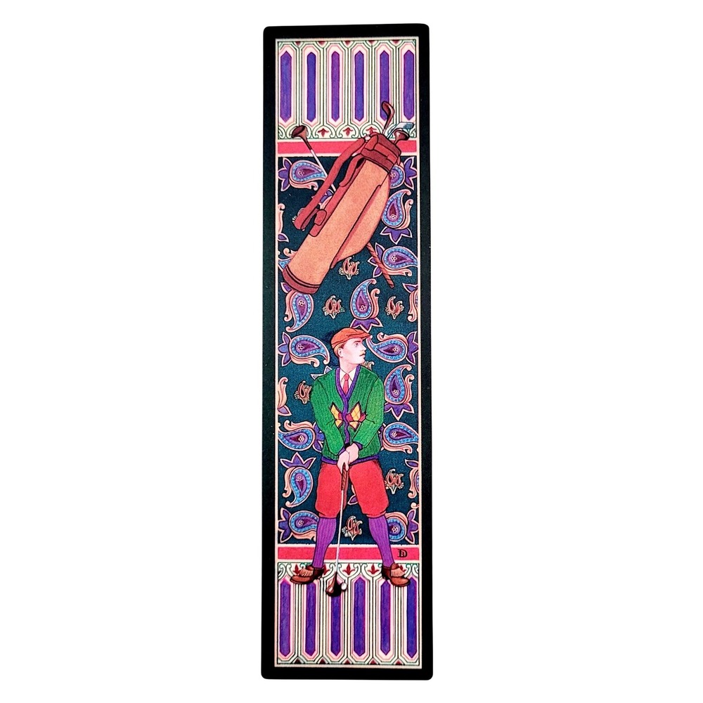 Vintage 90s Golf Bookmark Gentleman's Pastimes Art Nouveau Brehony Artworks BD03